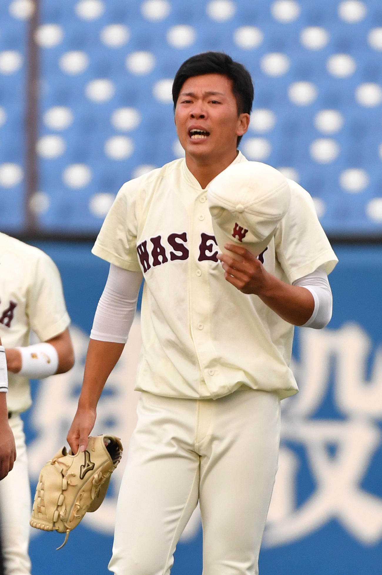 早大対慶大　優勝した早大・早川は号泣する（撮影・柴田隆二）