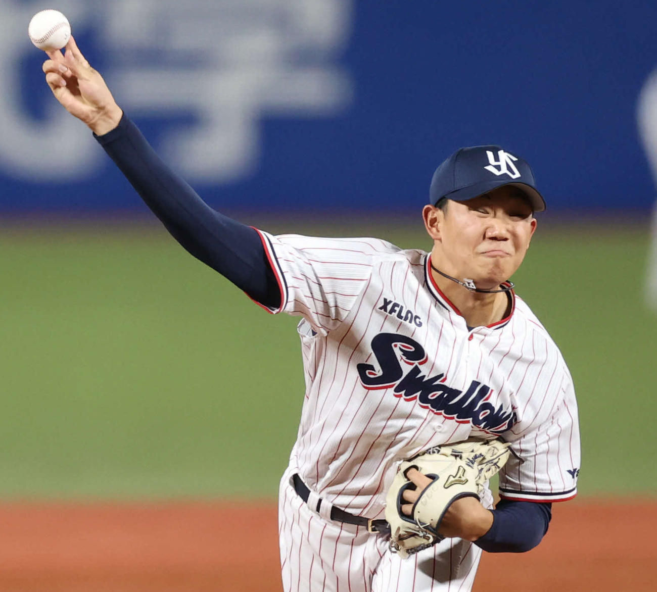 ヤクルト対広島　プロ初登板初先発の奥川（撮影・狩俣裕三）