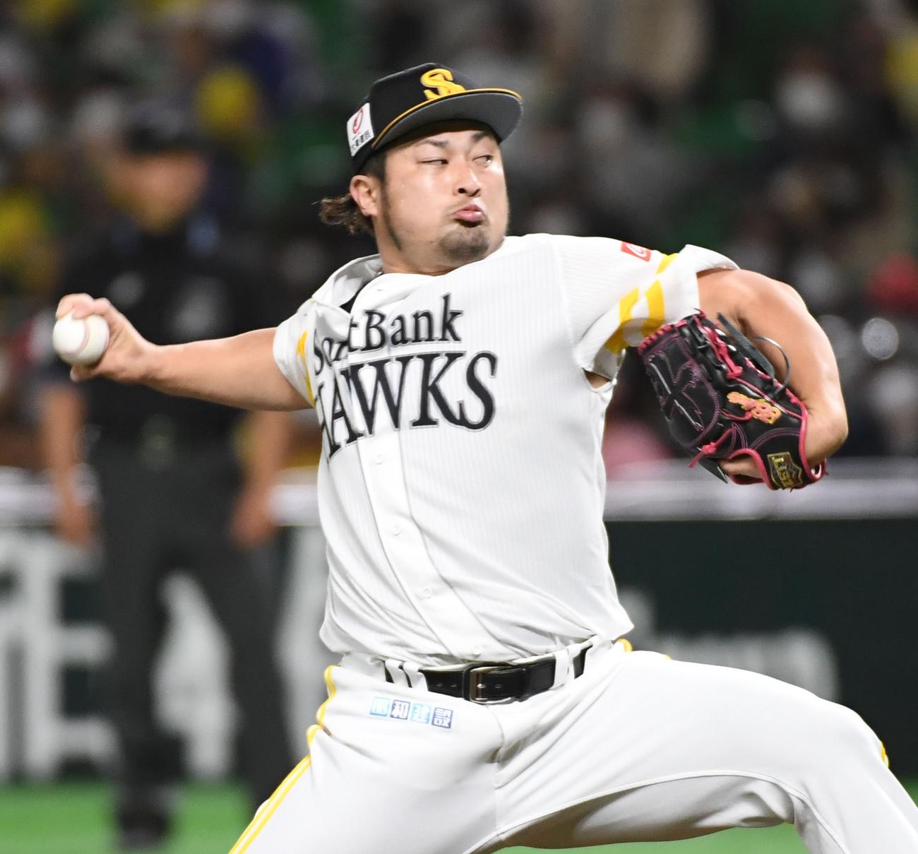 ソフトバンク対西武　9回を抑えた森唯斗（撮影・今浪浩三）