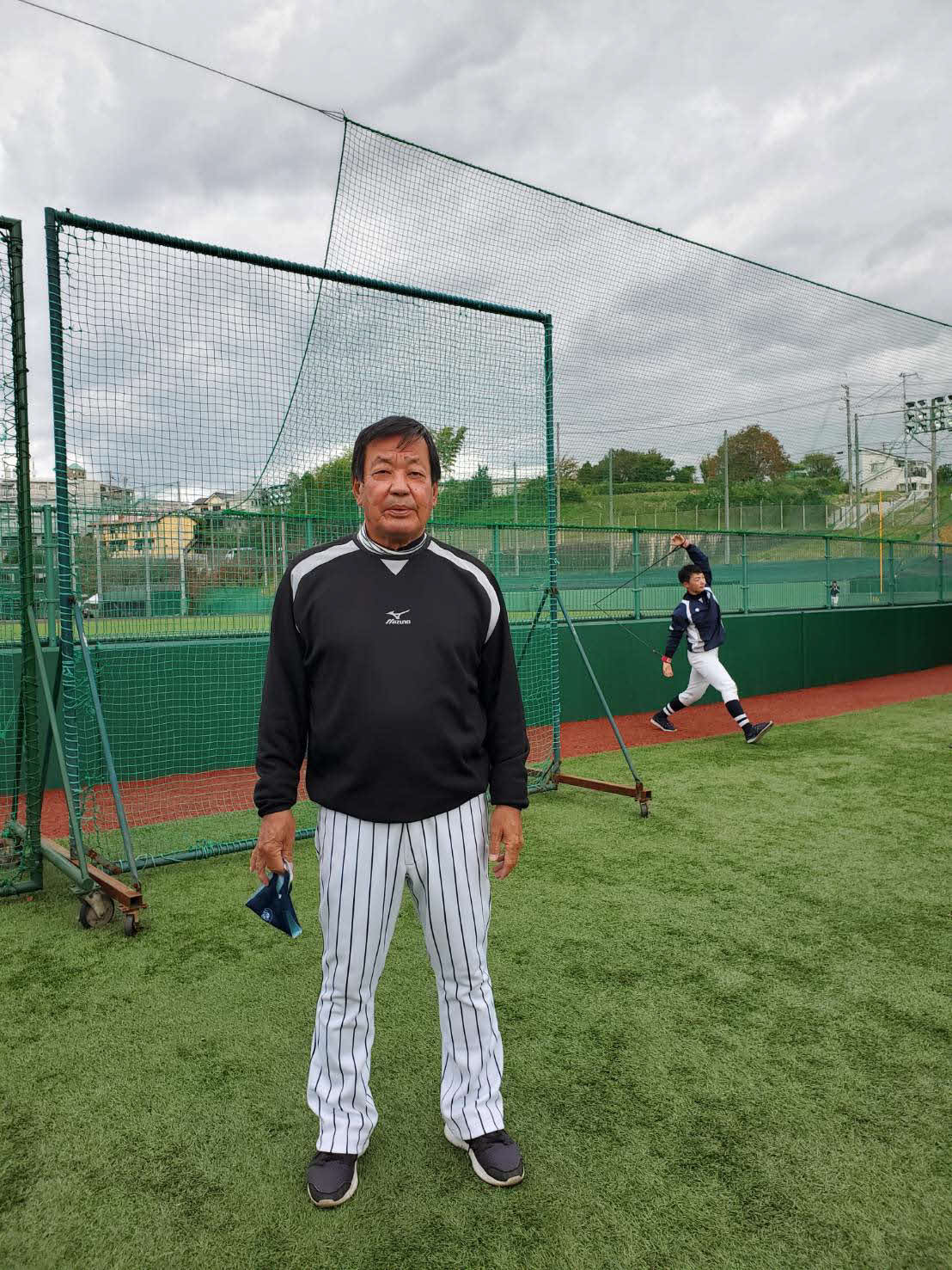 藤川引退試合の当日も、関大野球部アドバイザリースタッフとして精力的に指導する山口高志氏