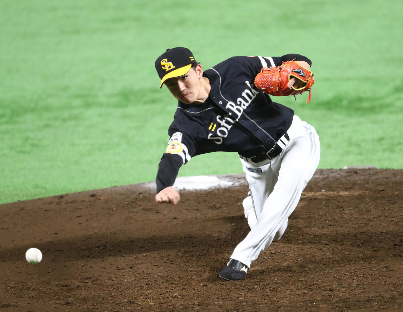 紅白戦に登板した高橋礼（撮影・梅根麻紀）