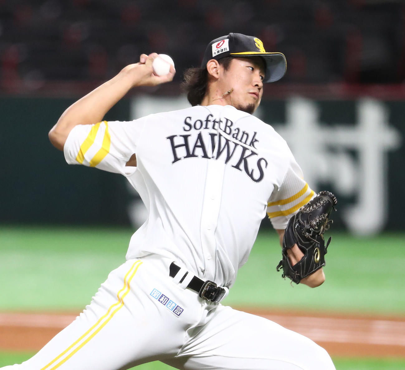 紅白戦に登板した杉山（撮影・梅根麻紀）