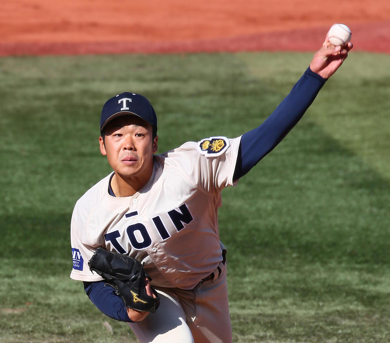 共栄大対桐蔭横浜大　1失点完投勝利を挙げた桐蔭横浜大・片山（撮影・足立雅史）
