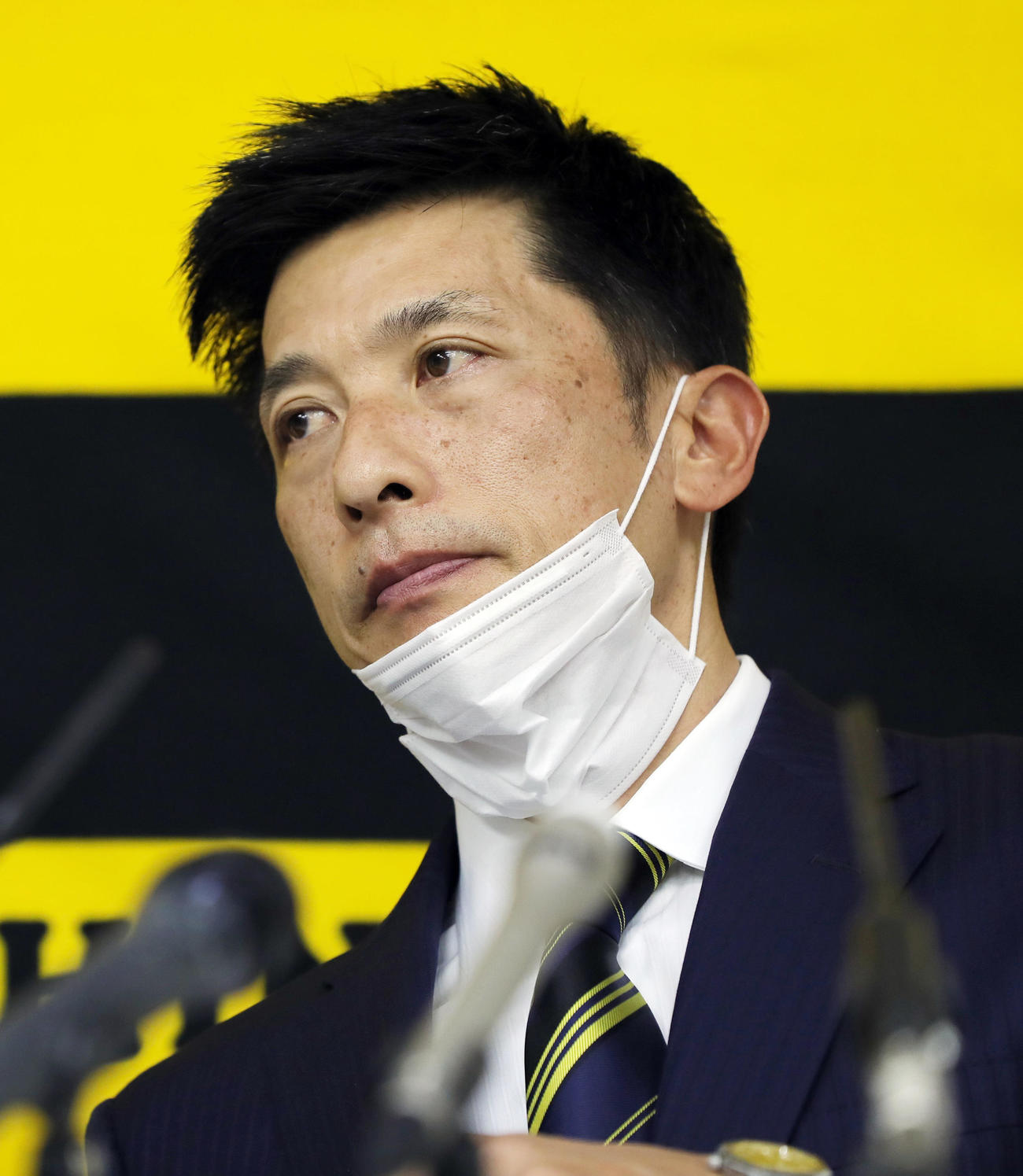 オーナー報告を終え会見する阪神矢野監督（撮影・前田充）