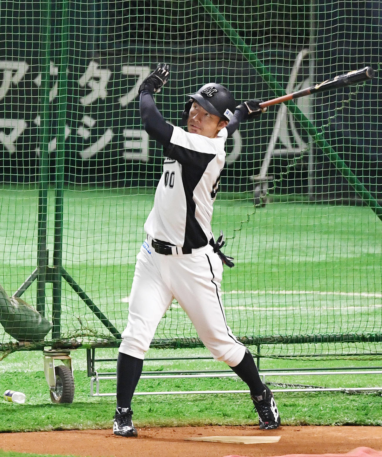 フリー打撃で快音を響かせるロッテ鳥谷（撮影・横山健太）