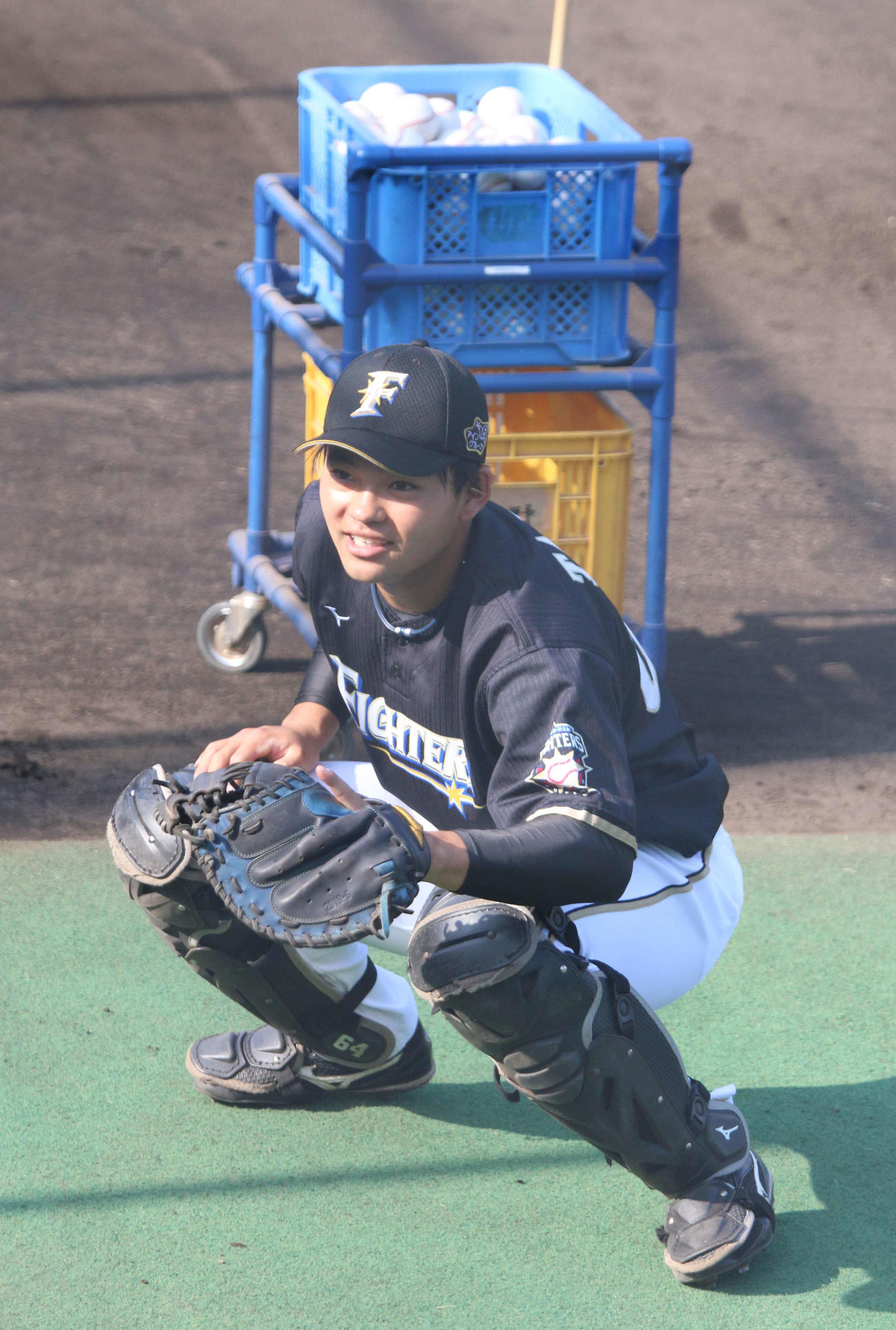 鎌ケ谷で秋季練習に参加した日本ハム田宮（撮影・木下大輔）