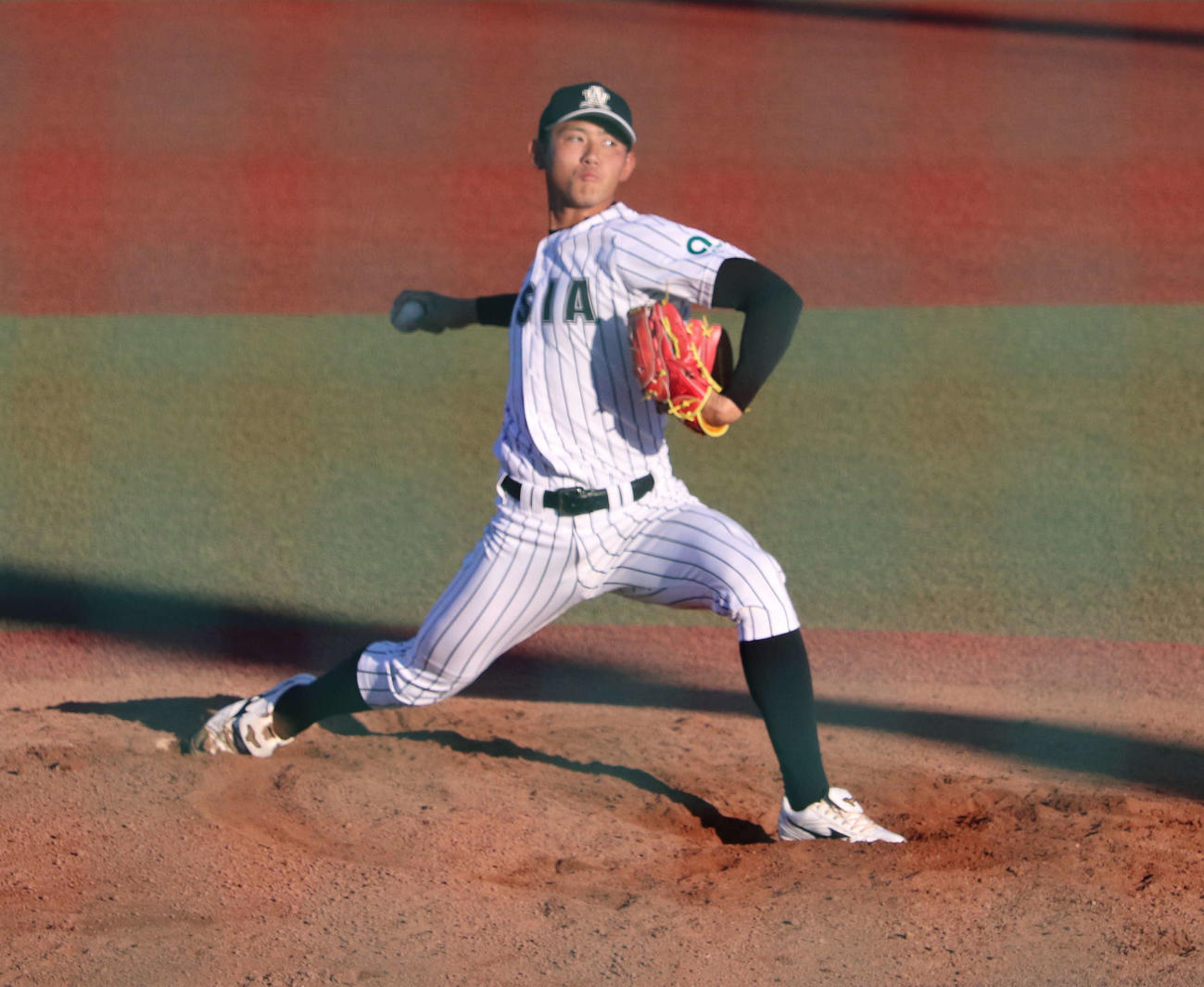引退試合に登板し最速154キロをマークした亜大・平内（撮影・小早川宗一郎）