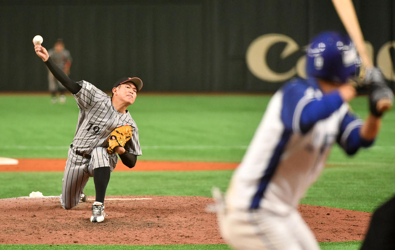 JFE東日本対三菱自動車倉敷オーシャンズ　7安打1失点の完投勝利の三菱自動車倉敷オーシャンズ・広畑（撮影・柴田隆二）
