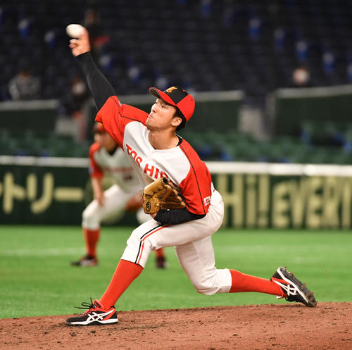 東芝対NTT西日本 6回から登板した東芝・吉村(撮影・柴田隆二)