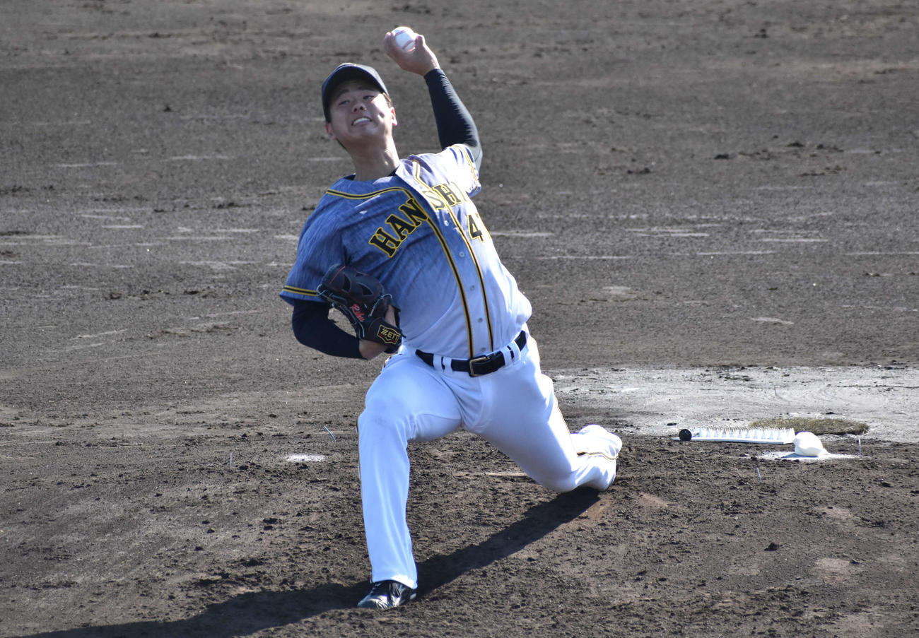 フェニックスリーグのロッテ戦に先発し、5回無失点と好投した川原（撮影・只松憲）