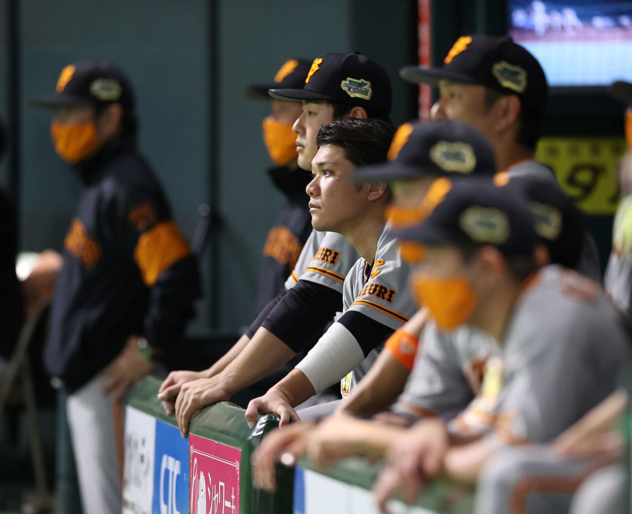 ソフトバンク対巨人　9回表巨人2死一、二塁、亀井が二飛に倒れ、ぼうぜんとグラウンドを見つめる坂本（中央）（撮影・河野匠）