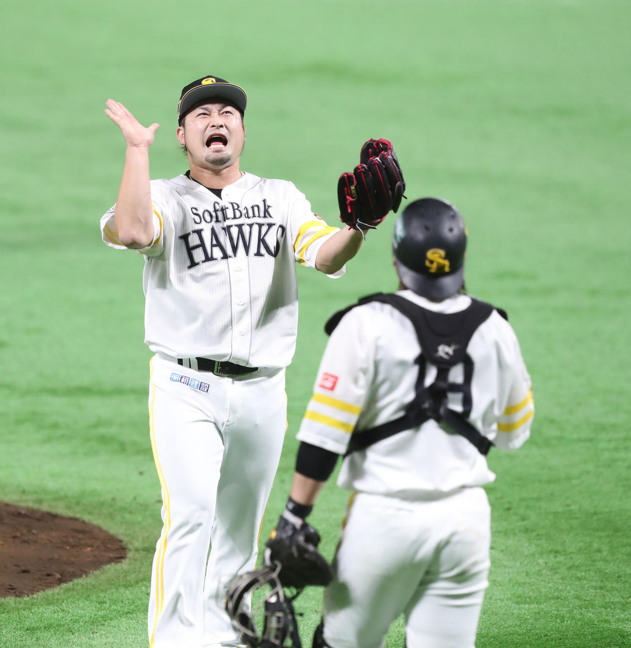 ソフトバンク対巨人　9回から登板した森唯斗はきっちり抑えこの表情（2020年11月24日撮影）