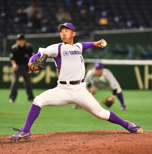 日立製作所対ヤマハ　8回から登板したDeNA5位のヤマハ・池谷（撮影・柴田隆二）