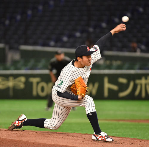 三菱重工広島対日本新薬　先発した三菱重工広島・本間（撮影・柴田隆二）