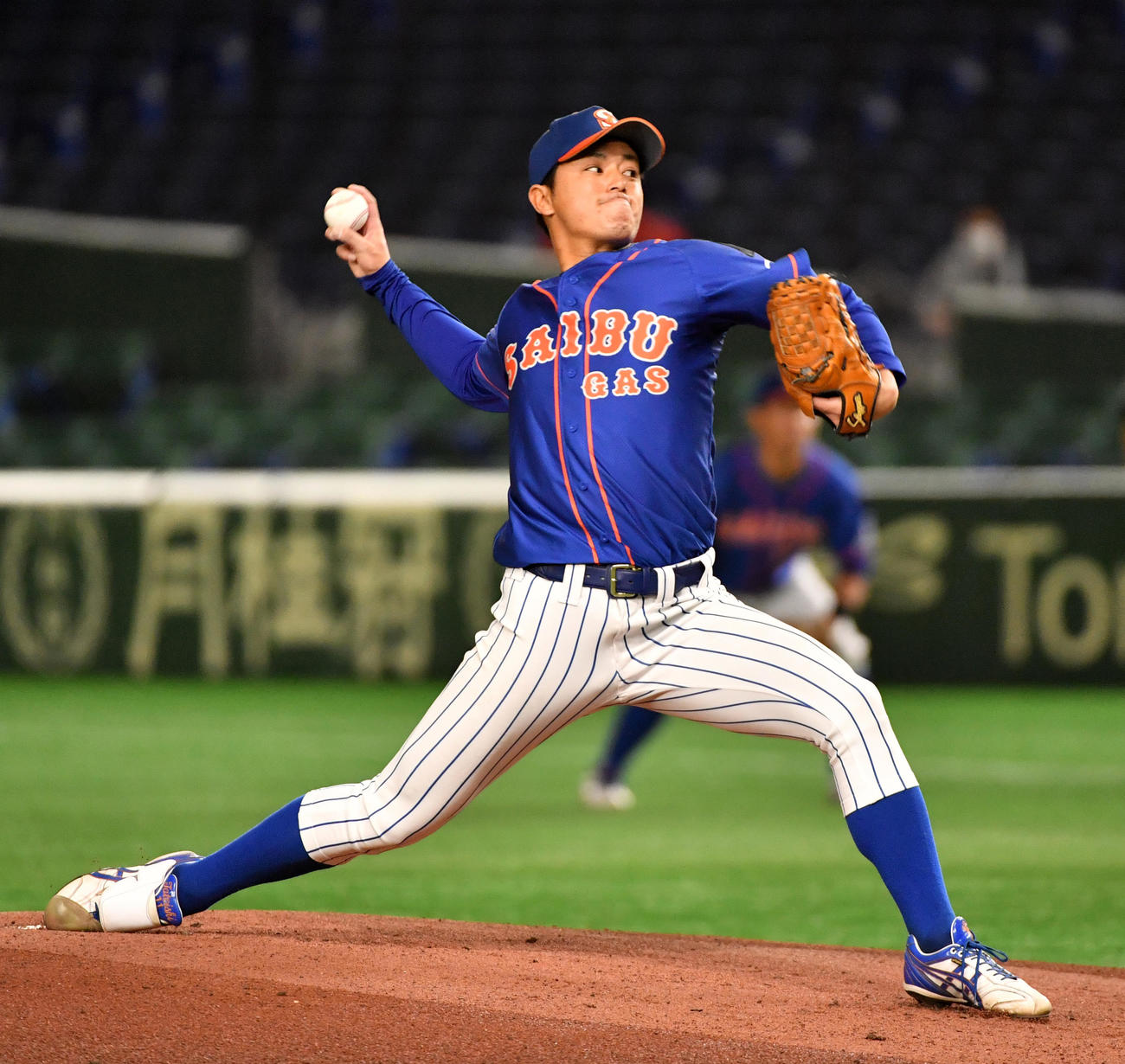 準々決勝ホンダ対西部ガス　先発した西部ガス・立石（撮影・柴田隆二）