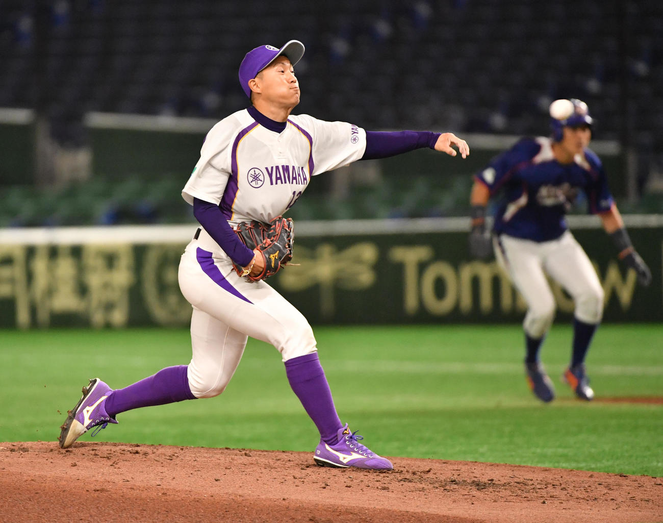 ヤマハ対NTT東日本　2回途中から登板したヤマハ・九谷（撮影・柴田隆二）