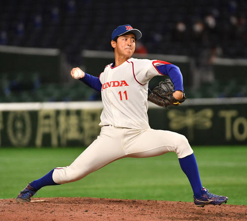 準々決勝ホンダ対西部ガス 8回から登板したホンダ・米倉(撮影・柴田隆二)