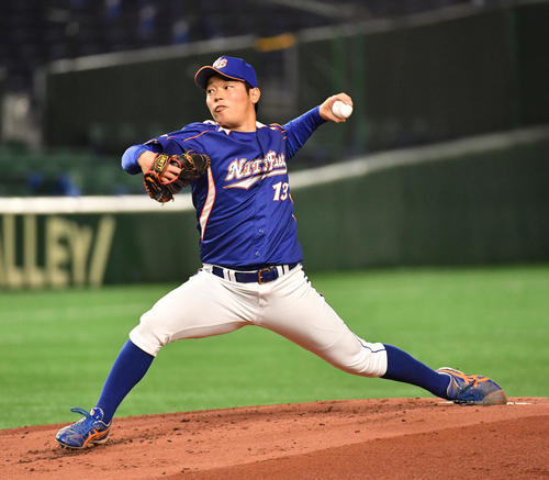 決勝NTT東日本対ホンダ　先発したNTT東日本・沼田（撮影・柴田隆二）