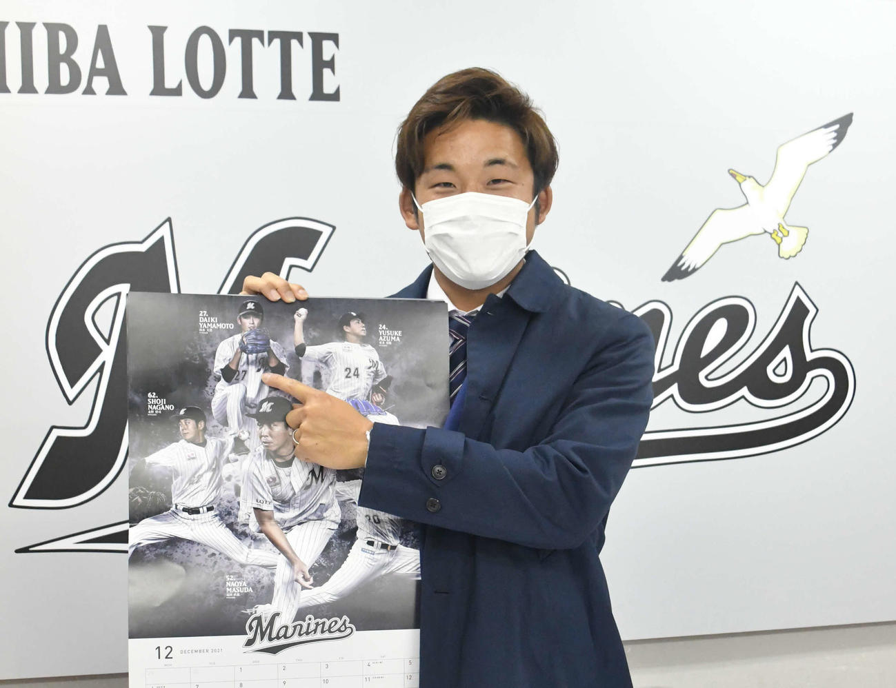 契約更改を終えたロッテ山本大貴（代表撮影）