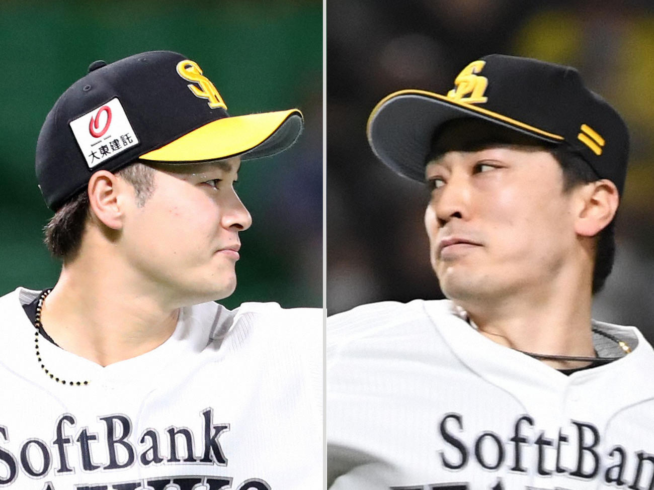 ソフトバンク笠谷（左）と和田