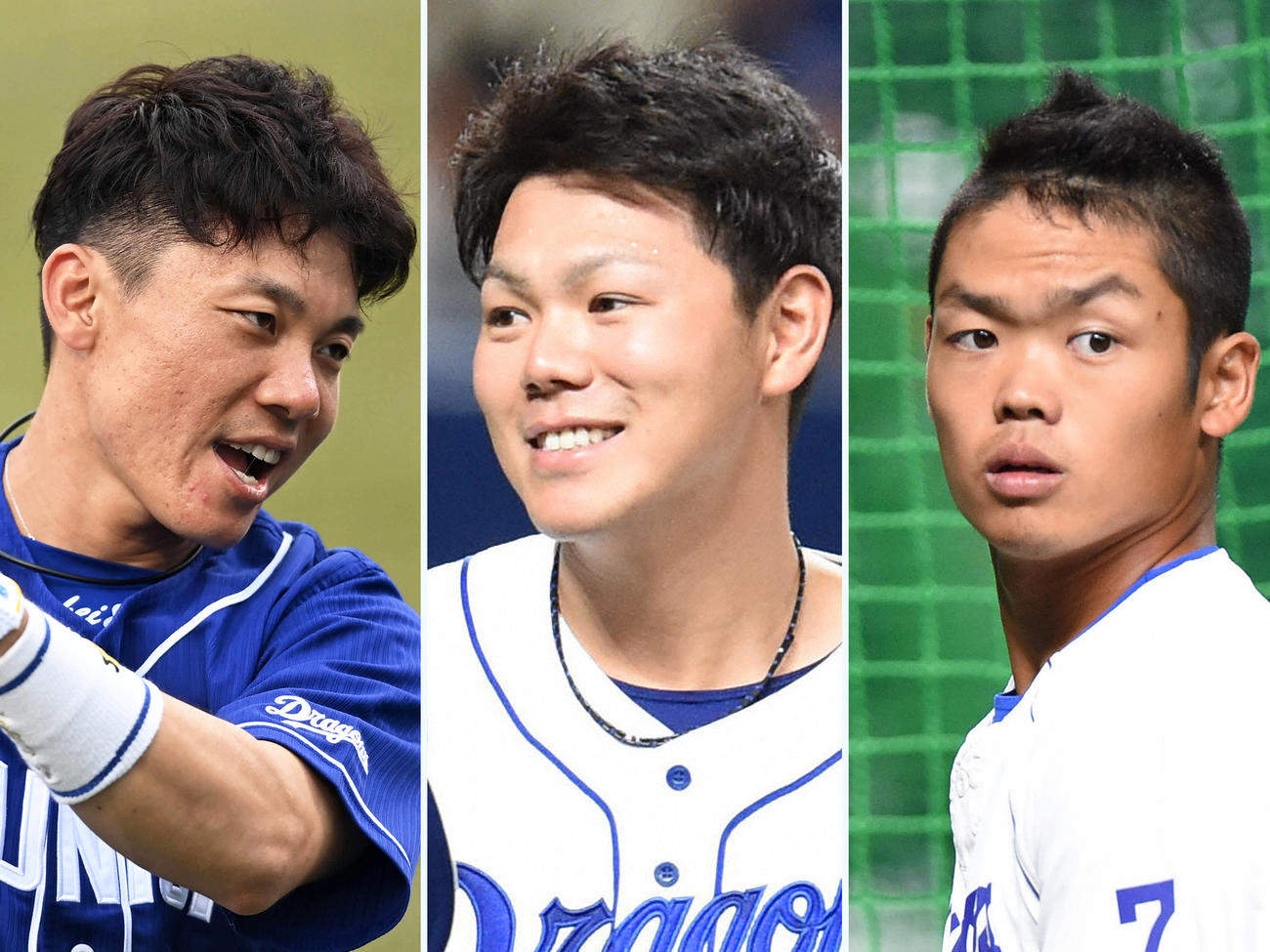 左から中日大島、高橋周平、根尾