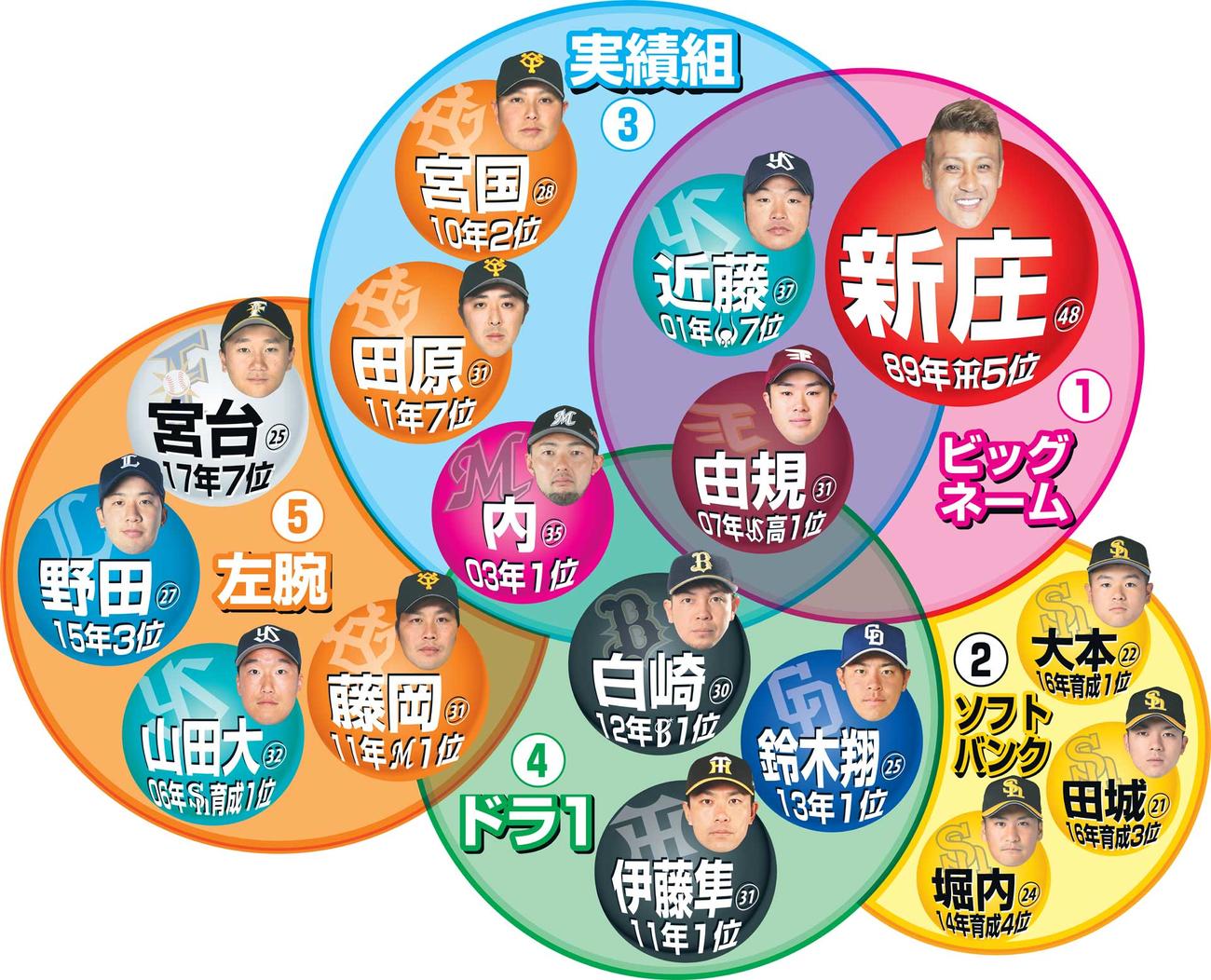 トライアウト注目選手の焦点相関図