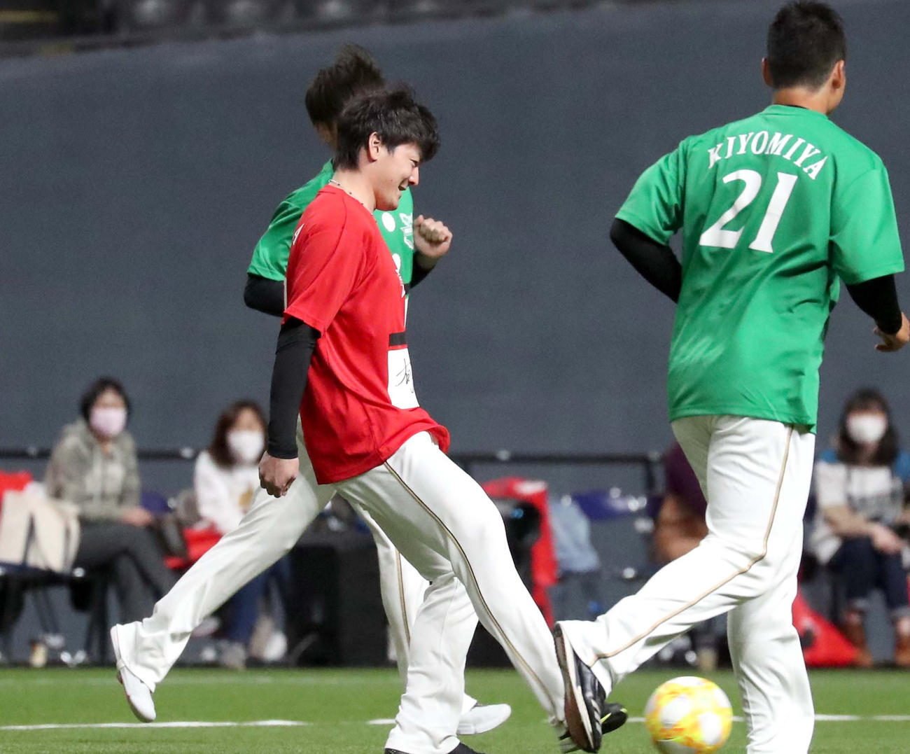 シュートを放つ日本ハム有原（撮影・佐藤翔太）