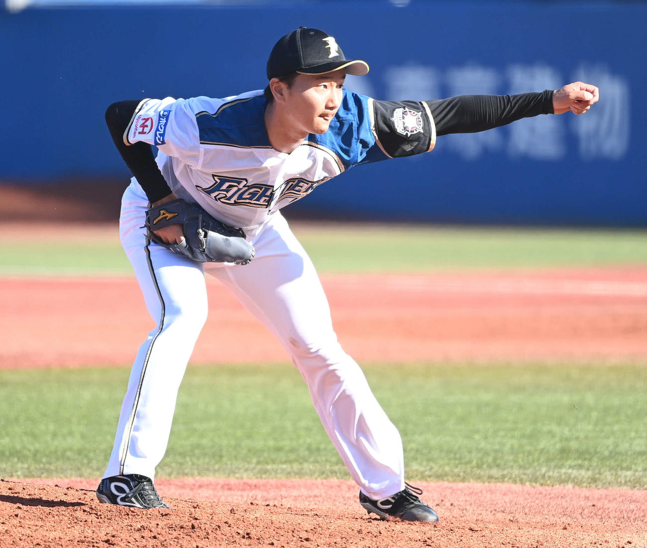 力投する日本ハム宮台（撮影・山崎安昭）