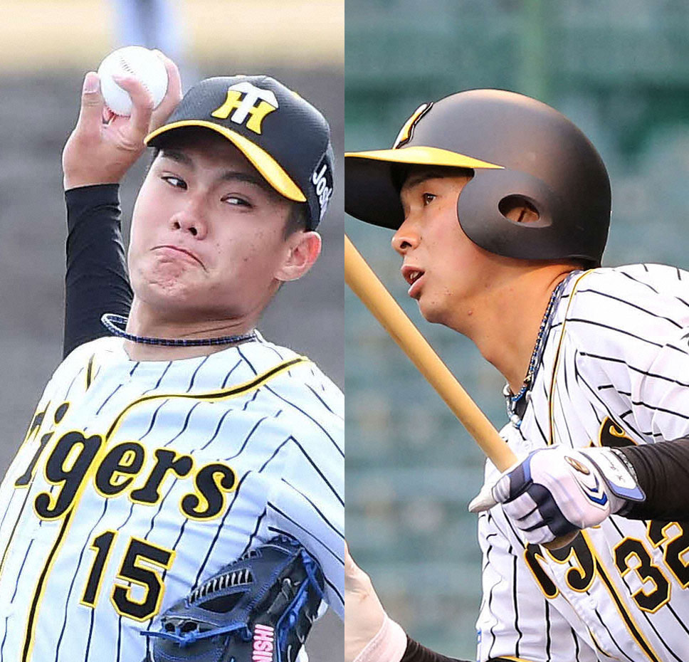 21年ブレークが期待される阪神西純矢（左）と井上広大
