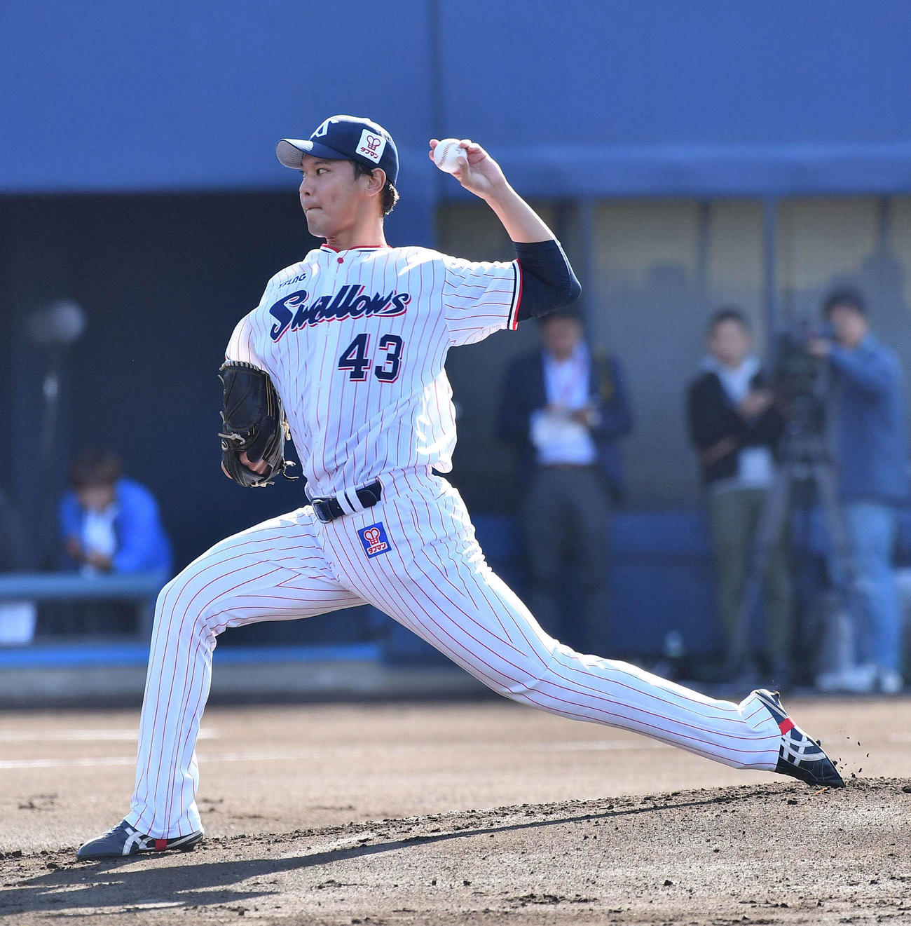 2019年11月、トライアウトで登板する村中恭兵（2019年11月12日撮影）