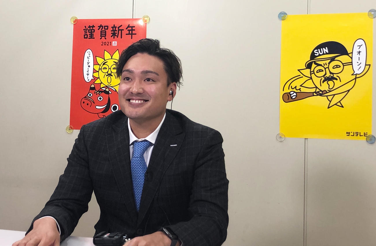 サンテレビ「熱血！　タイガース党」にリモート出演する秋山拓巳（球団提供）