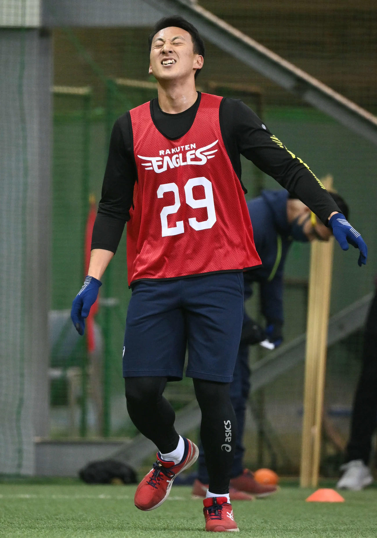 楽天新人合同自主トレのシャトルランで最後まで残った高田孝一（撮影・山崎安昭）