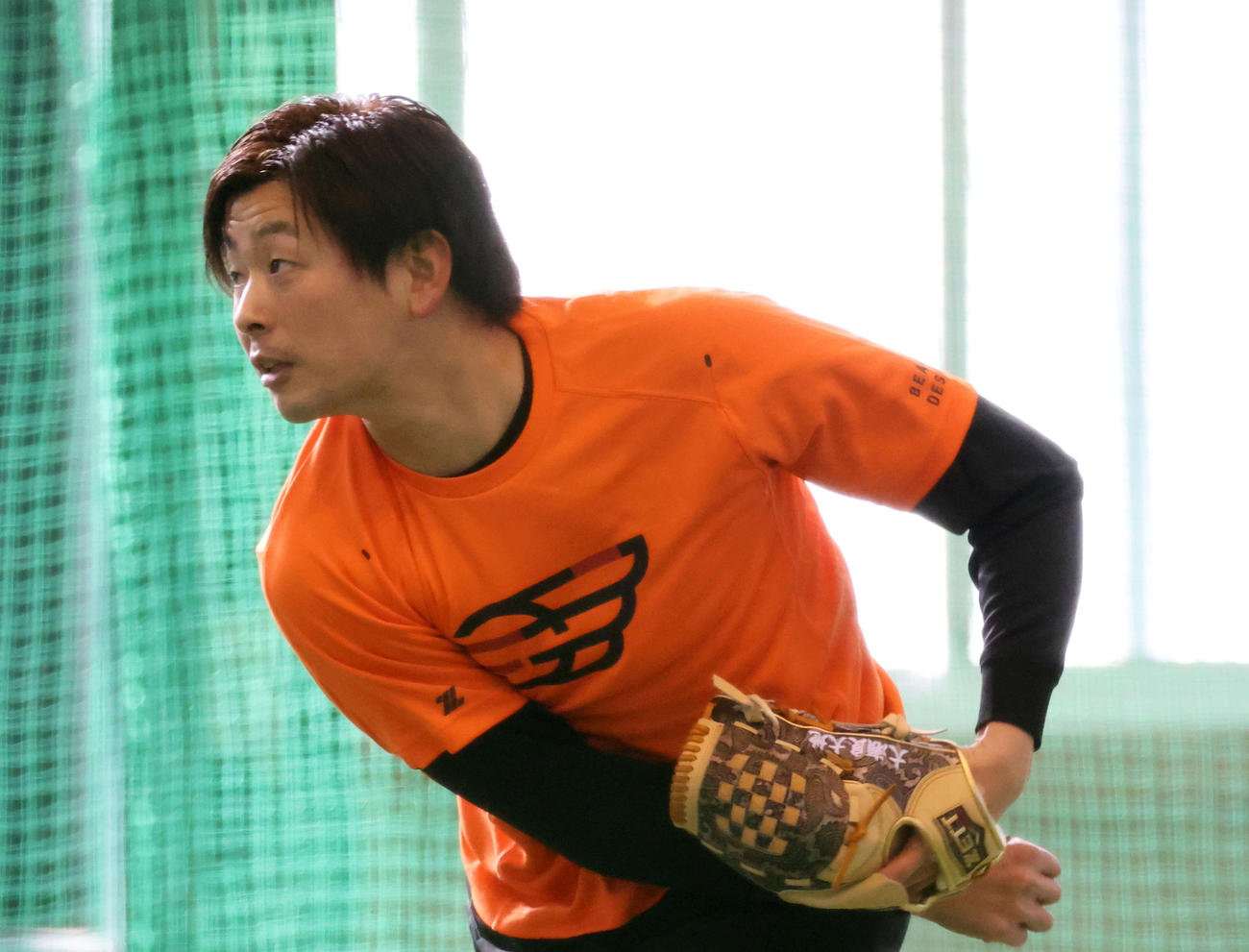 キャッチボールをする大瀬良（撮影・加藤孝規）