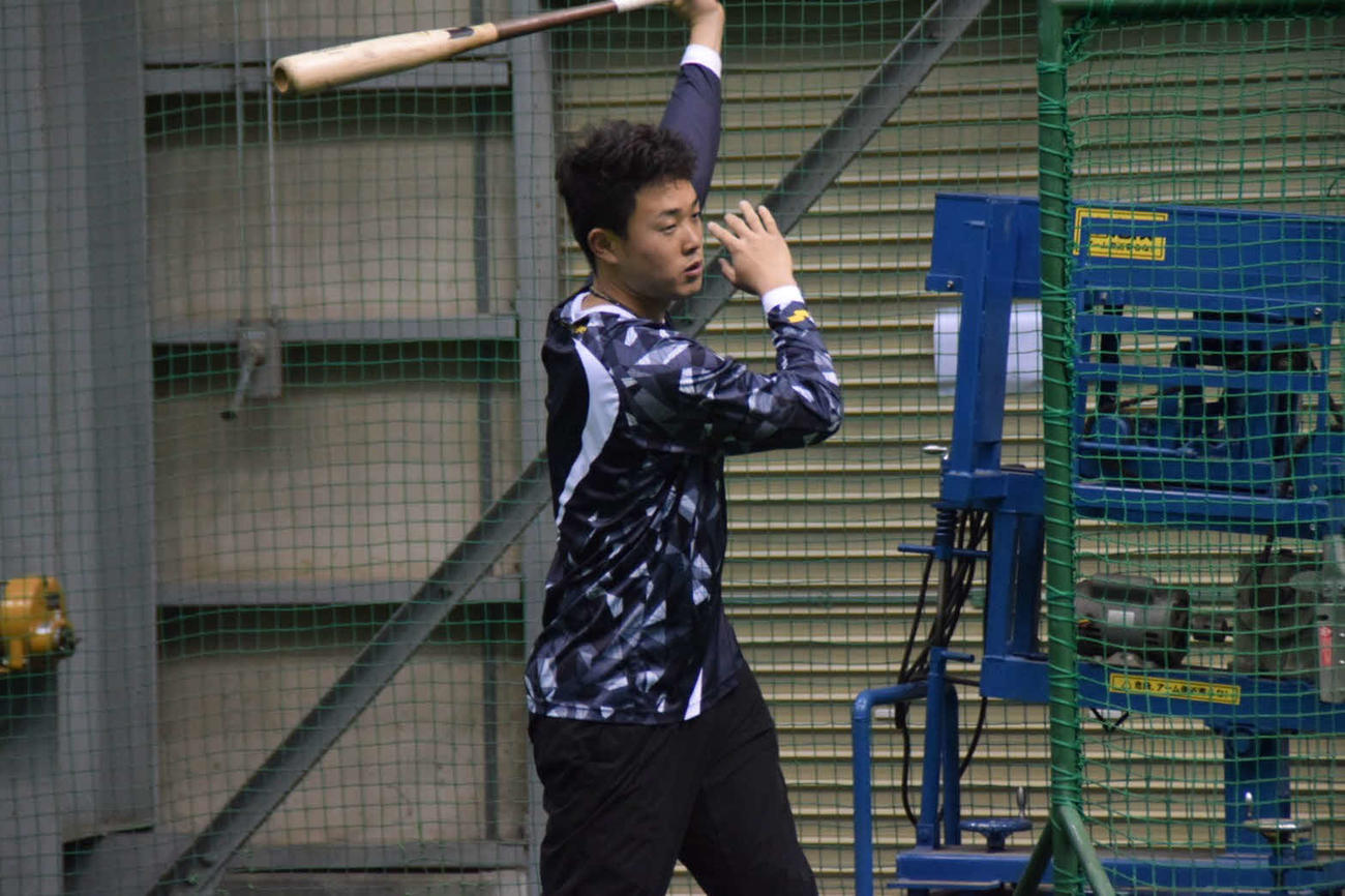 打撃練習を行う日本ハム高浜（球団提供）