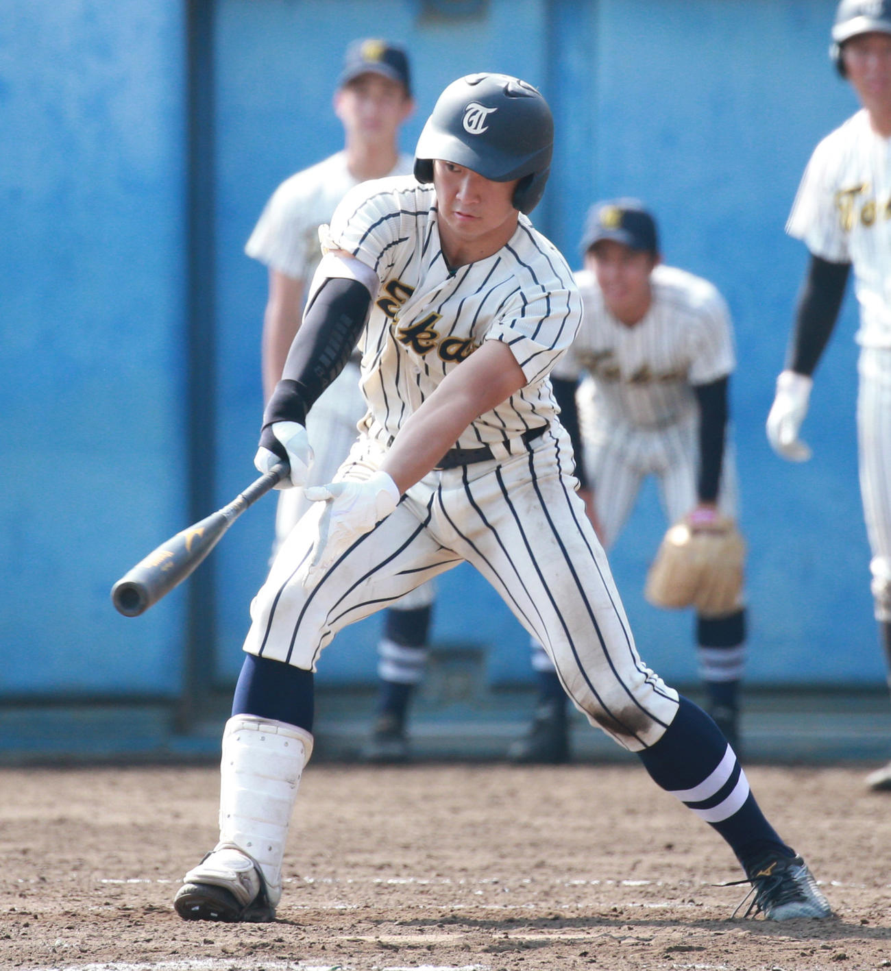 練習試合で二塁打を放つ東海大相模・山村（2020年7月31日撮影）