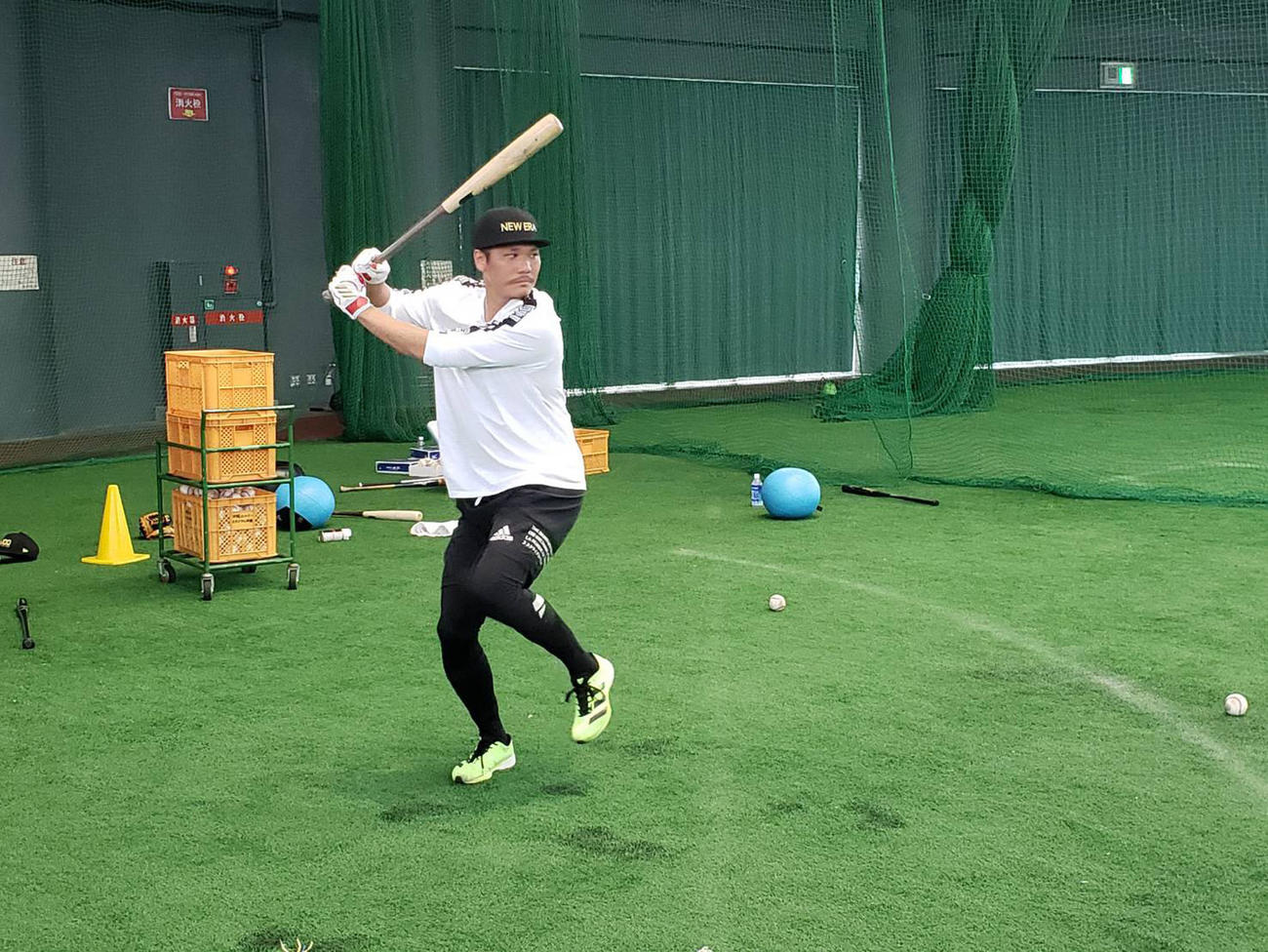 自主トレを公開した巨人坂本勇（球団提供）