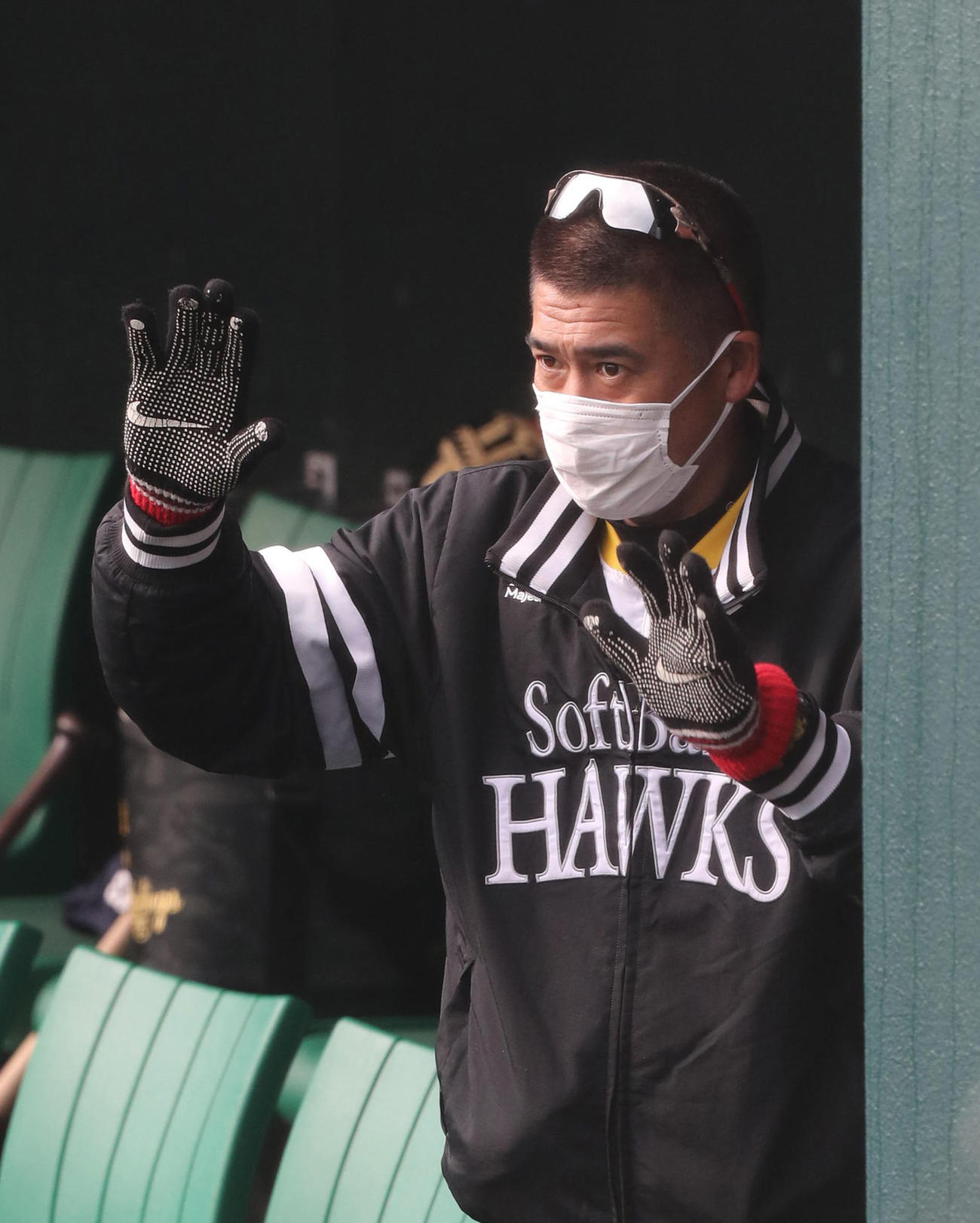 新人らを視察した城島球団会長付特別アドバイザー（代表撮影）
