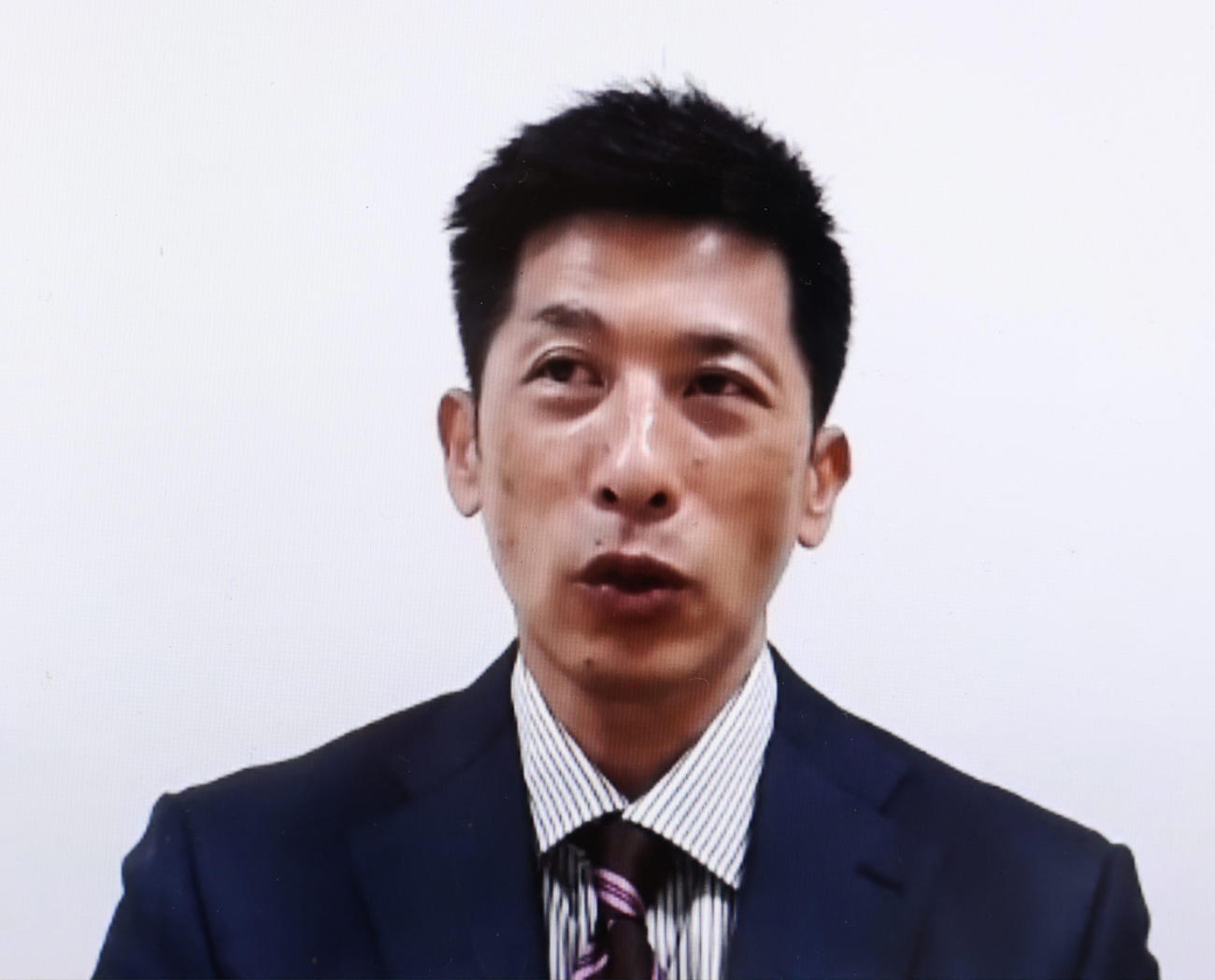 12球団監督会議を終え、リモートで取材に応じる矢野監督（ZOOMよりスクリーンショット）