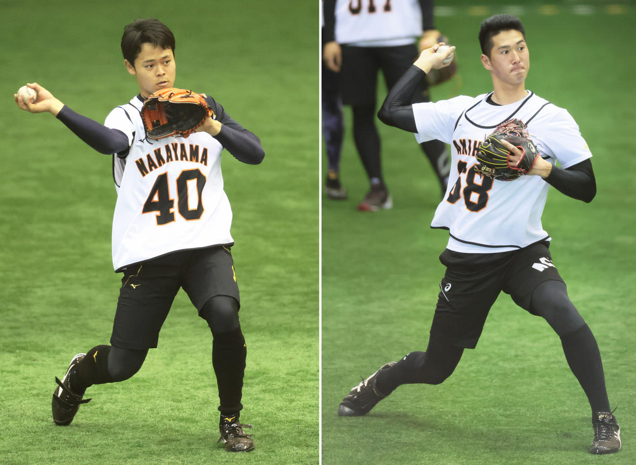 巨人ドラフト３位の中山（左）ドラフト５位の秋広