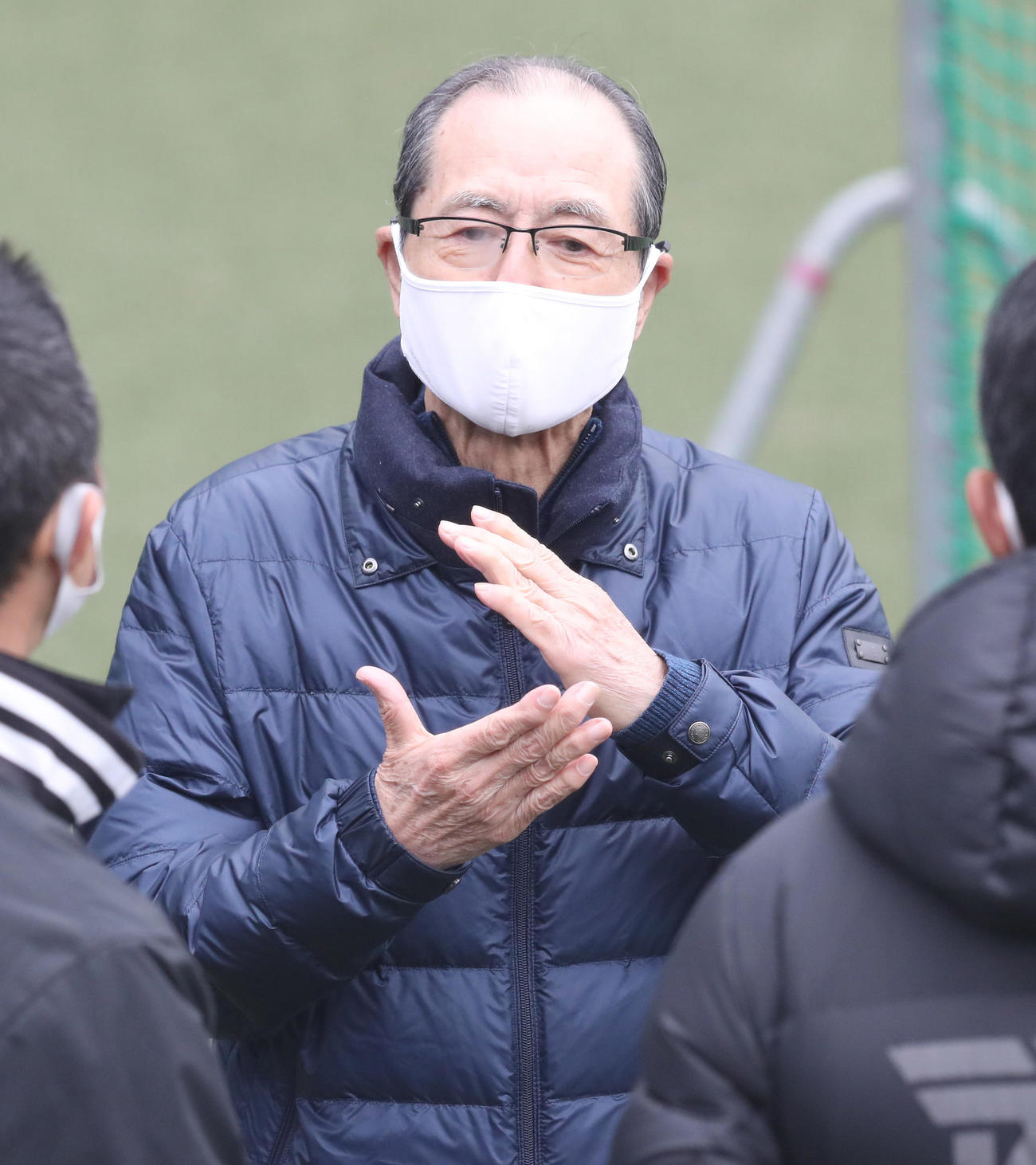タマホームスタジアム筑後を視察した王球団会長（代表撮影）