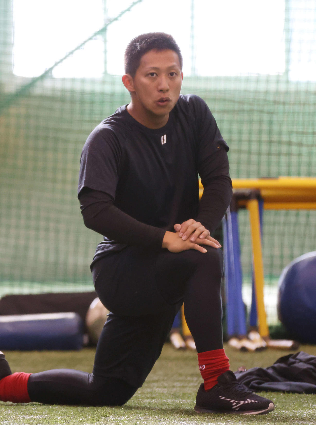 プロ野球広島　合同自主トレ　合同自主トレに合流した羽月（撮影・加藤孝規）