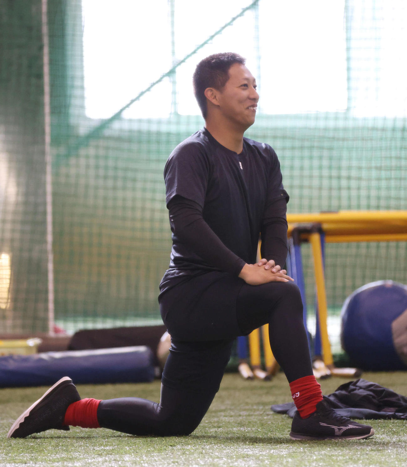 プロ野球広島　合同自主トレ　合同自主トレに合流した羽月（撮影・加藤孝規）