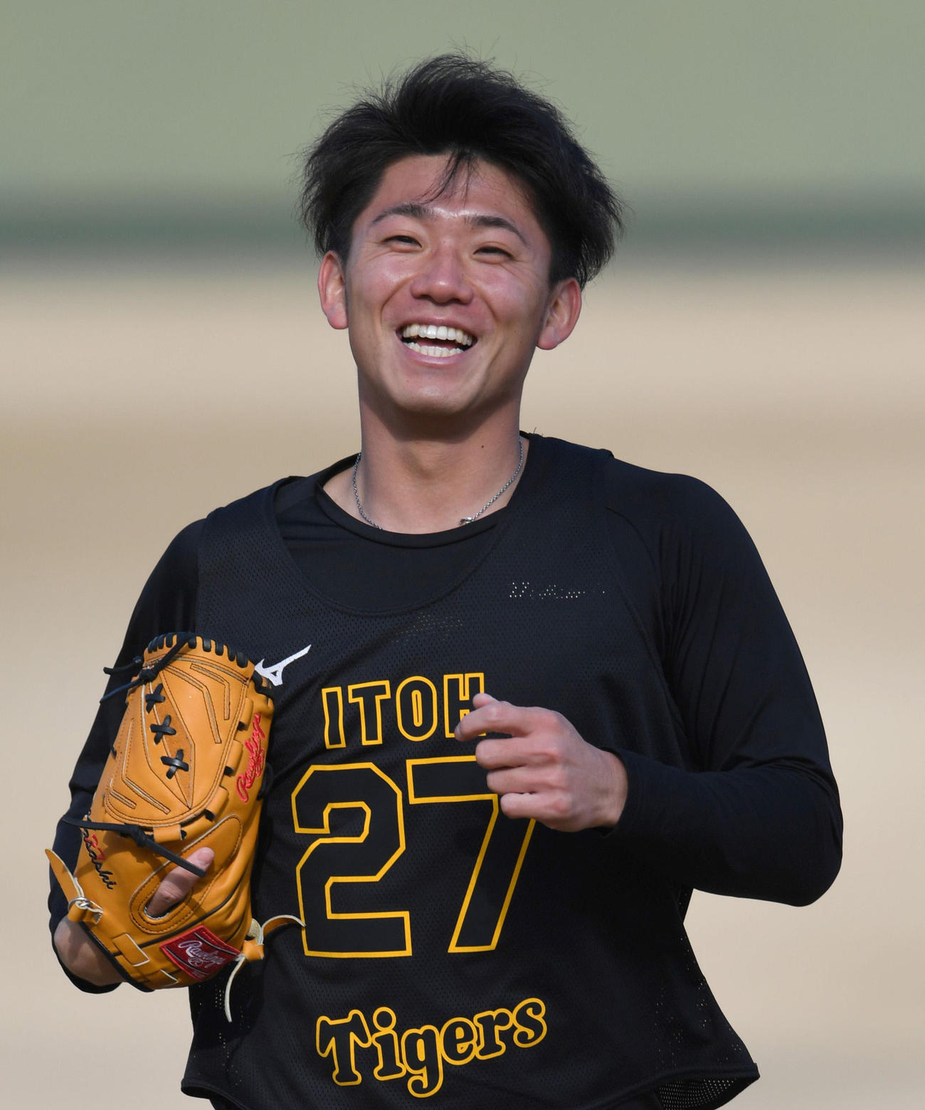 満面の笑みを見せる阪神伊藤将（代表撮影）