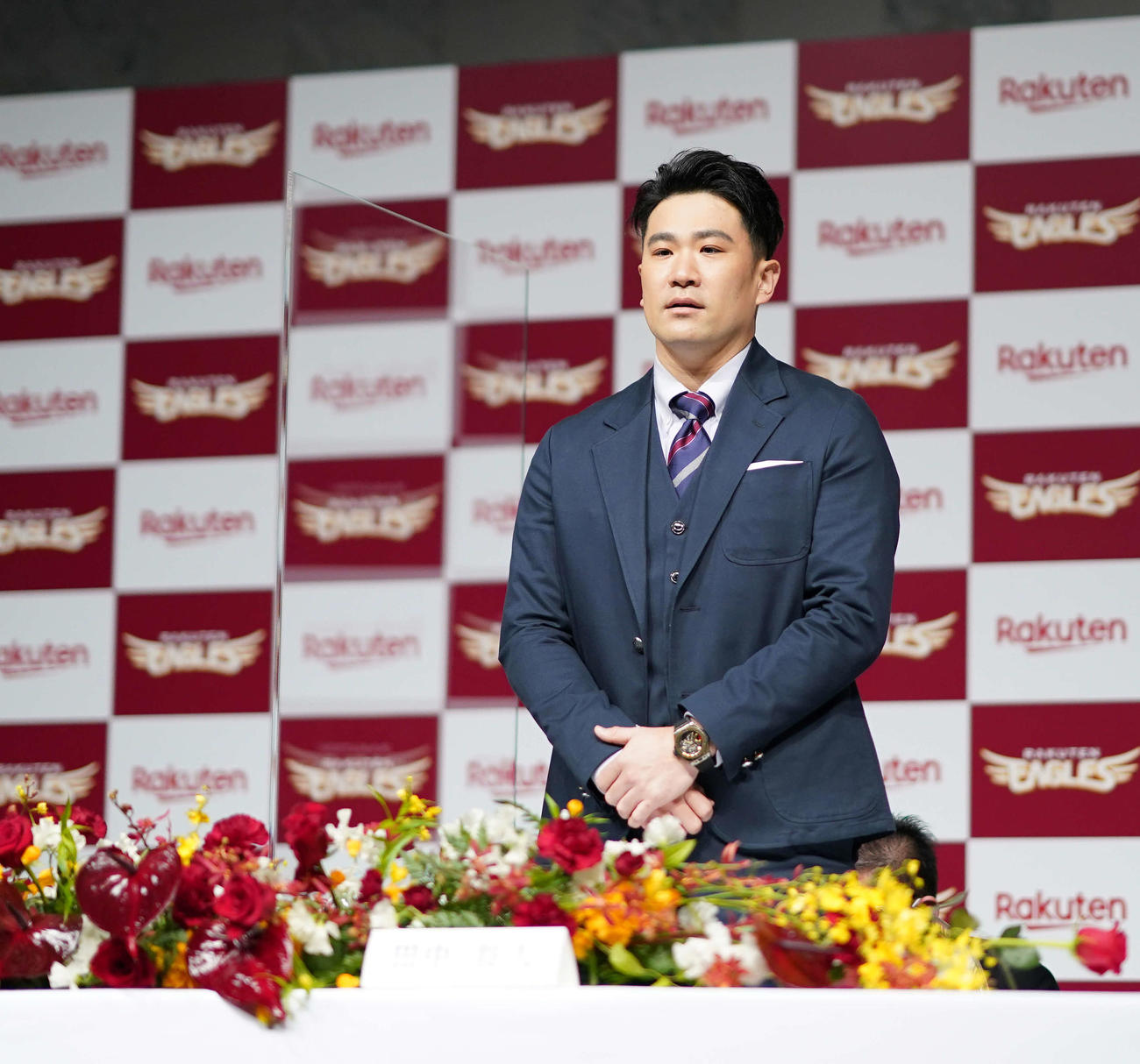 楽天入団会見に臨む田中（撮影・江口和貴）