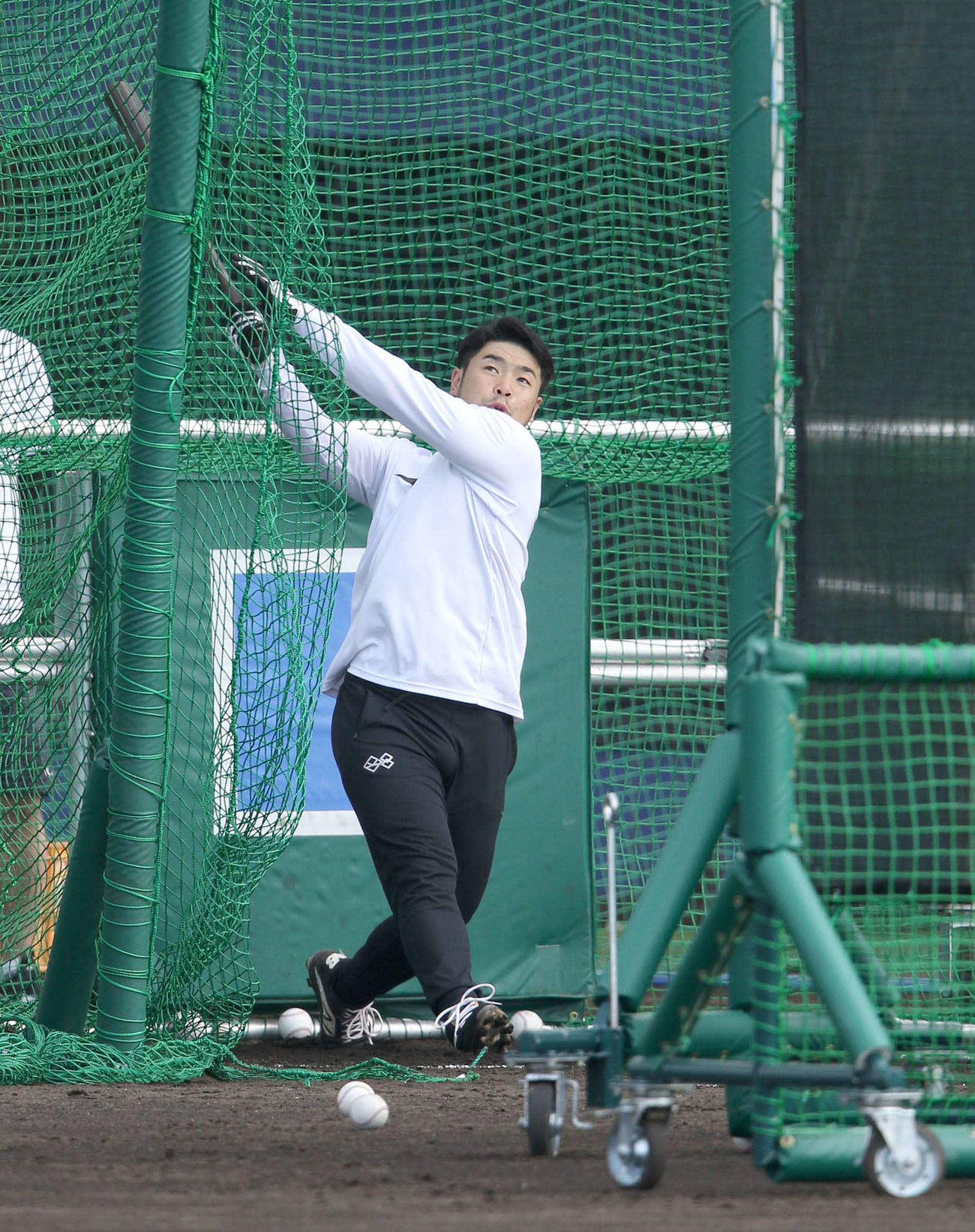 打撃練習をする日本ハム近藤（撮影・佐藤翔太）