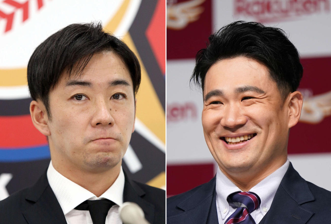 日本ハム斎藤佑樹（左）と楽天田中将大