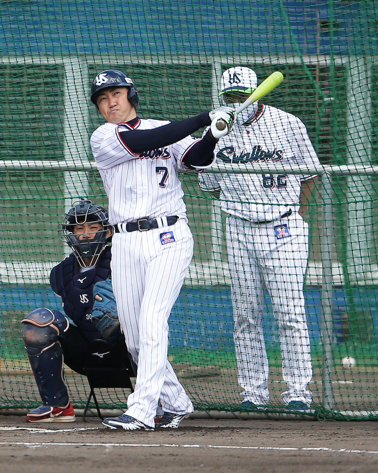 打撃練習するヤクルト内川（撮影・河田真司）