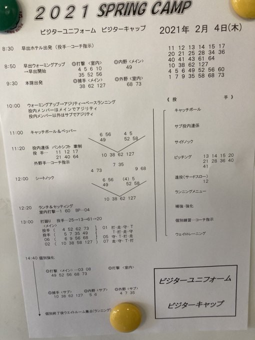 西武練習メニュー
