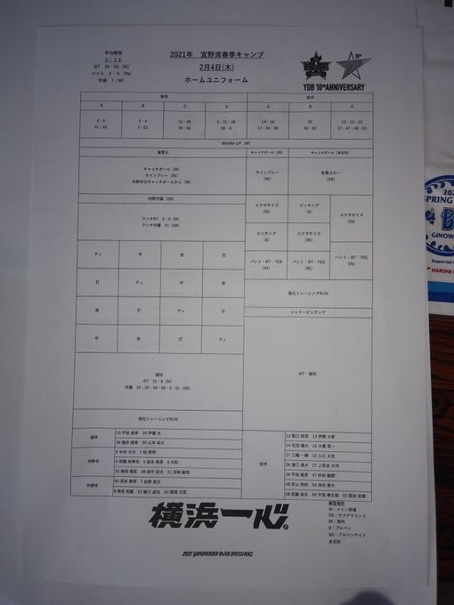 DeNA練習メニュー