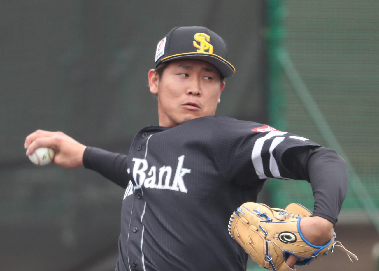 打撃投手として登板した杉山一樹（撮影・梅根麻紀）